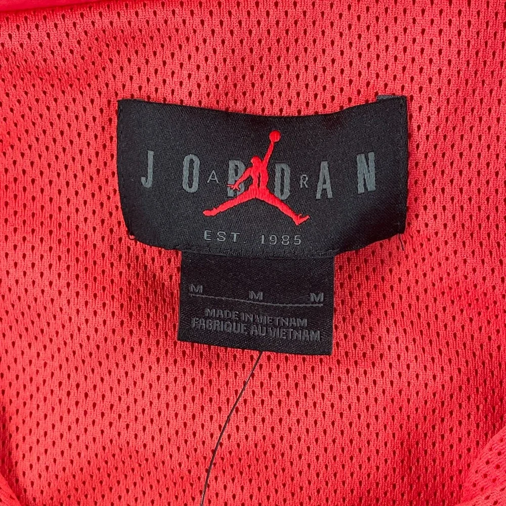 Nike Air Jordan Essentials Woven Jacket Men Medium Red Black Trim Nylon NWT $100